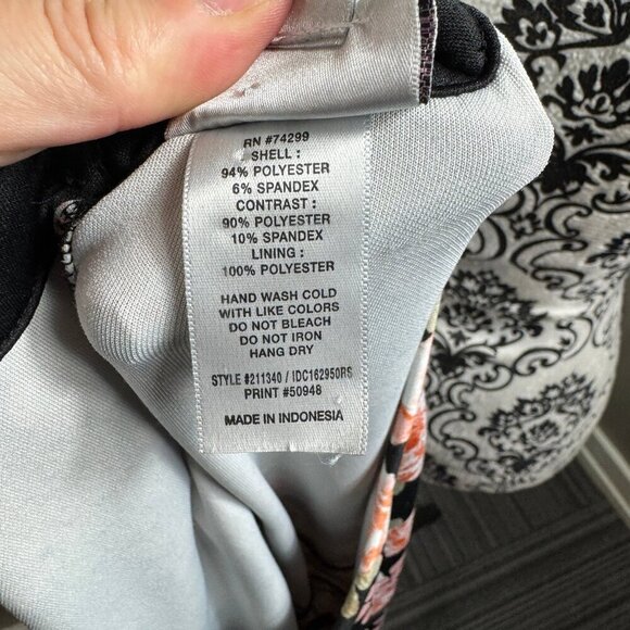 Sweet Storm black and pink floral mesh cut out high neck mini dress. - Picture 9 of 9